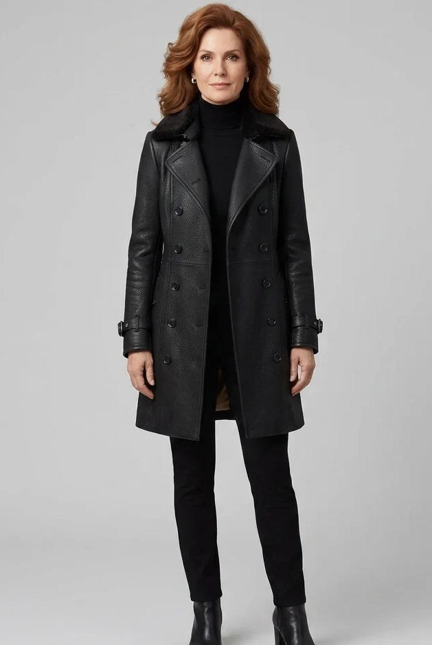 Women's Double-Breasted Coat, image 2
