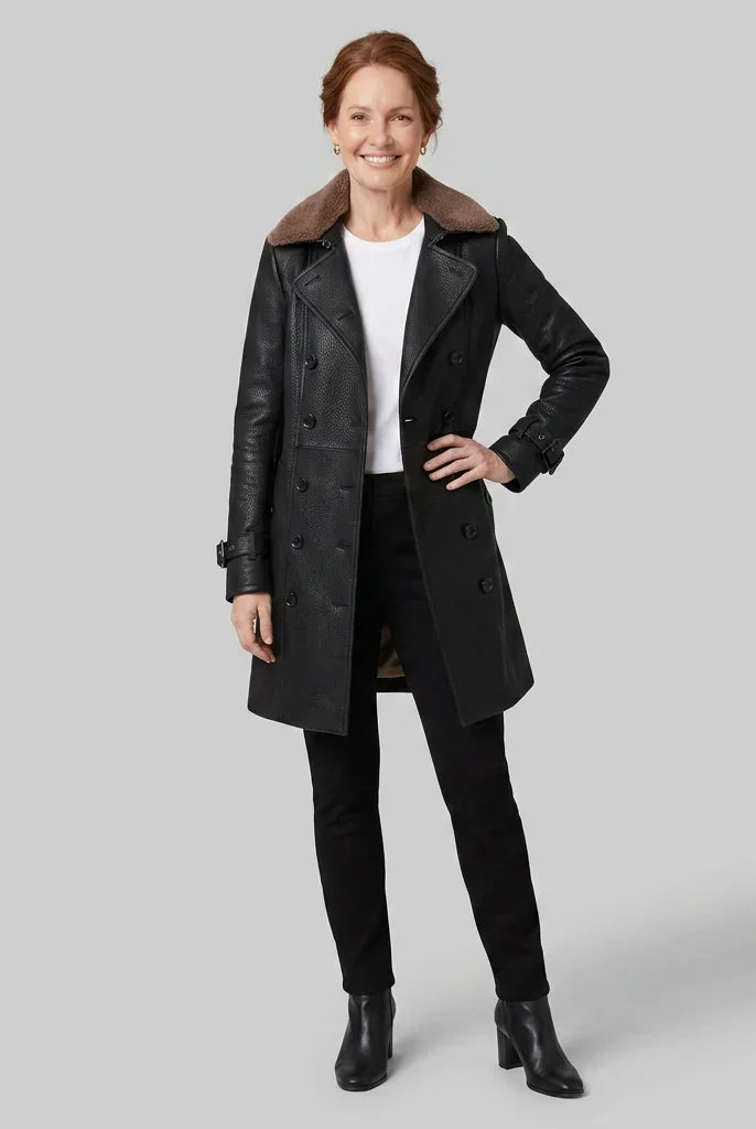 Women's Double-Breasted Coat, image 3