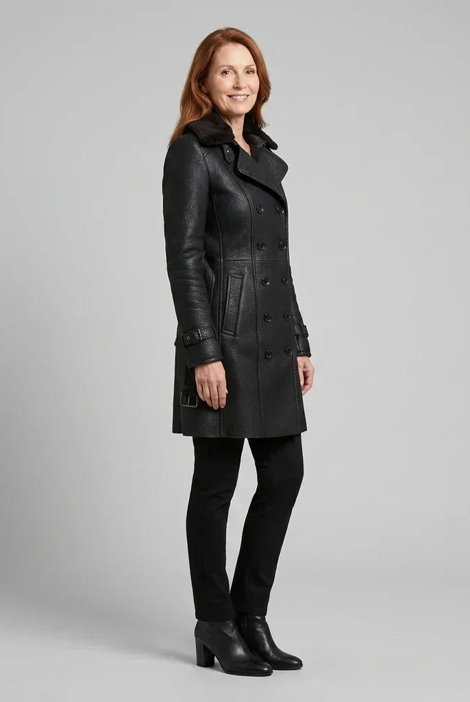 Women's Double-Breasted Coat, image 4